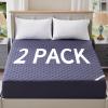 image2 Pack Waterproof Mattress Protector Twin Size Mattress Pad Noiseless with Deep Pocket Fitted for 6quot15quot Breathable DirtProof Single Bed Mattress Cover for Bedroom Dorm Room GrayNavy Blue