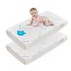 imageBEDLORE Waterproof Mattress Protector Crib 2 Pack Soft Mattress Pad Noiseless Machine Washable Mattress Cover Ultimate Protection for Your Babys Crib Toddler Bed 52x28Whiteleaves