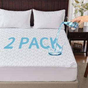 image2 Pack Waterproof Mattress Protector Twin Size Mattress Pad with Deep Pocket 6quot15quot Depth Soft Breathable DirtProof Single Bed Mattress Cover for Bedroom Dorm Room GrayWhite