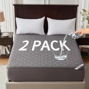 image2 Pack Waterproof Mattress Protector Twin Size Mattress Pad with Deep Pocket 6quot15quot Depth Soft Breathable DirtProof Single Bed Mattress Cover for Bedroom Dorm Room GrayGrey