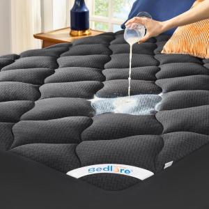 imageBEDLORE Waterproof Queen Mattress Pad Quilted Fitted Mattress Topper with Deep Pocket 618 Breathable amp Noiseless Mattress Protector Bed Cover Padded Machine WashableGray