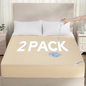 image:imageBEDLORE 2 Pack Waterproof Mattress Protector Queen Size Mattress Pad with Deep Pocket 618 Depth Soft Breathable Bed Mattress Cover for Home Bedroom Hotel Light GrayBeige