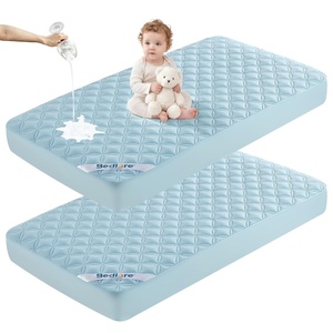 image:imageBEDLORE Baby Crib Mattress Protector 2Pack Waterproof Blue 52x28Blue