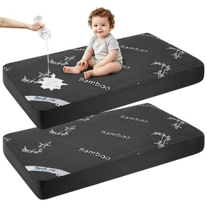 image:imageBEDLORE Baby Crib Mattress Protector 2Pack Waterproof Blue 52x28Grayleaves