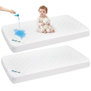 image:imageBEDLORE Baby Crib Mattress Protector 2Pack Waterproof Blue 52x28White